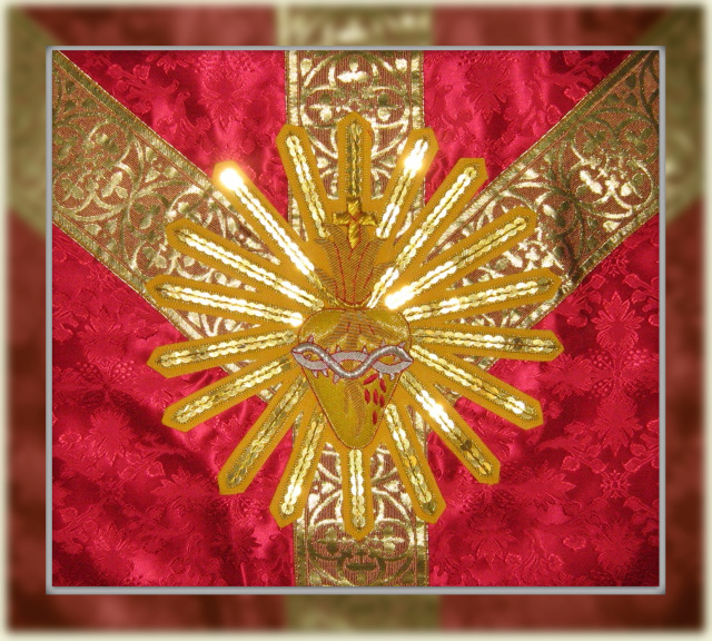 Vestments in Red Liturgical Fabric with choice of Emblem